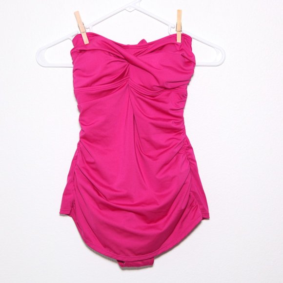 Jantzen Other - JANTZEN Magenta Skirted Tube Top One Piece Swim 8